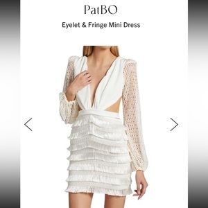 PatBO Eyelet & Fringe Mini Dress